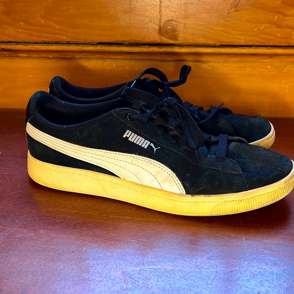Puma Black & White Suede Sneakers